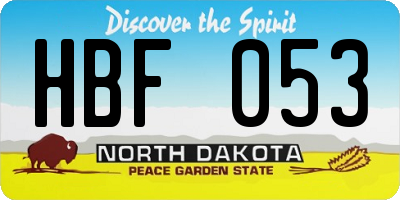 ND license plate HBF053