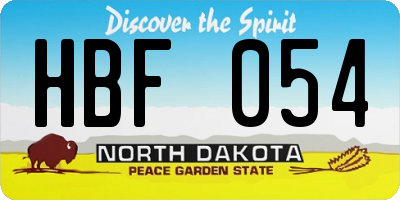 ND license plate HBF054