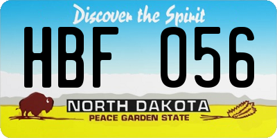 ND license plate HBF056