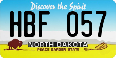 ND license plate HBF057