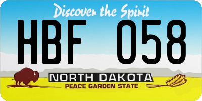 ND license plate HBF058