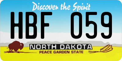 ND license plate HBF059