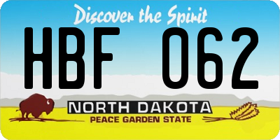 ND license plate HBF062