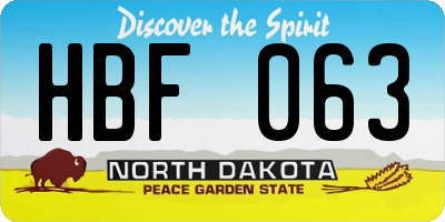 ND license plate HBF063