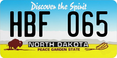 ND license plate HBF065