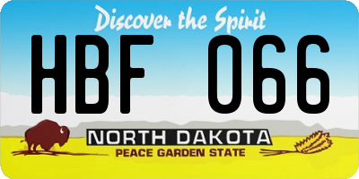 ND license plate HBF066