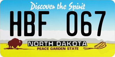 ND license plate HBF067