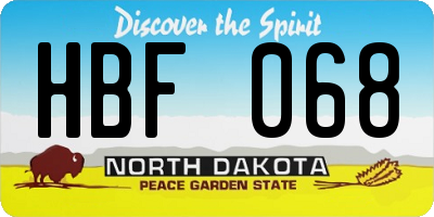ND license plate HBF068
