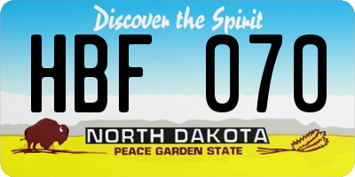 ND license plate HBF070
