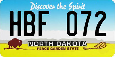 ND license plate HBF072