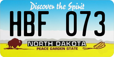 ND license plate HBF073