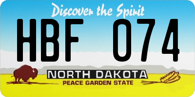 ND license plate HBF074