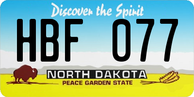 ND license plate HBF077