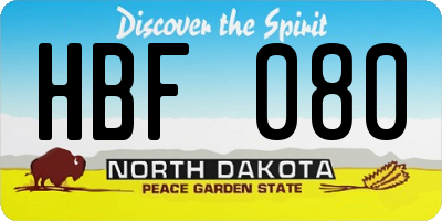 ND license plate HBF080