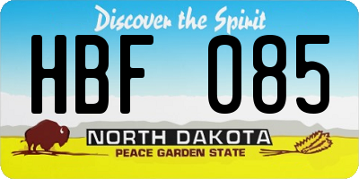 ND license plate HBF085