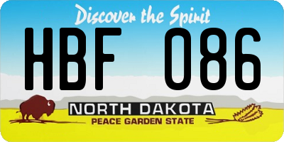 ND license plate HBF086