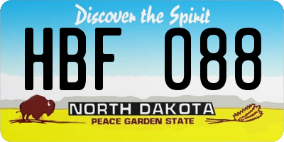 ND license plate HBF088