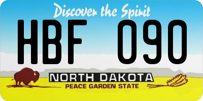 ND license plate HBF090