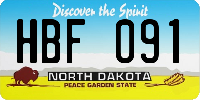 ND license plate HBF091