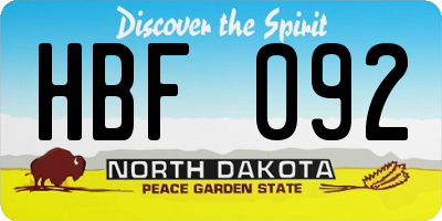 ND license plate HBF092