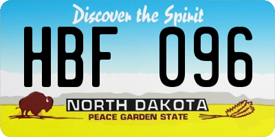 ND license plate HBF096