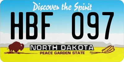 ND license plate HBF097