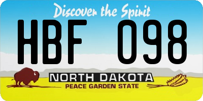 ND license plate HBF098