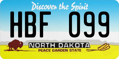 ND license plate HBF099