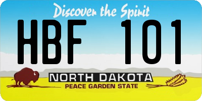 ND license plate HBF101