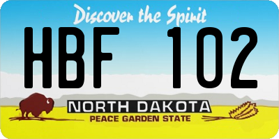 ND license plate HBF102