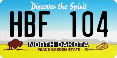 ND license plate HBF104