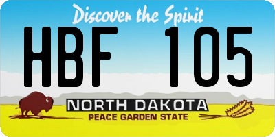 ND license plate HBF105