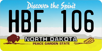 ND license plate HBF106