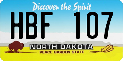 ND license plate HBF107