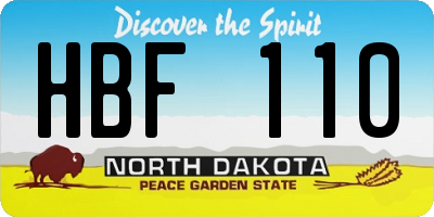 ND license plate HBF110