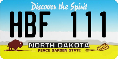 ND license plate HBF111