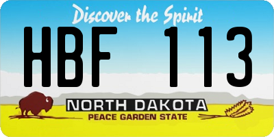 ND license plate HBF113