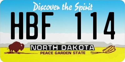 ND license plate HBF114