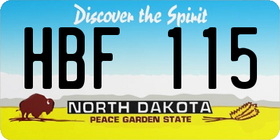 ND license plate HBF115