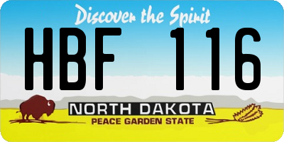 ND license plate HBF116
