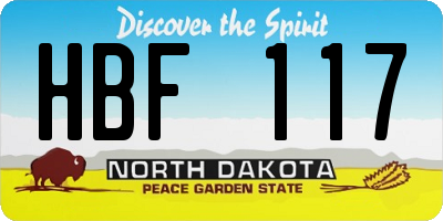 ND license plate HBF117