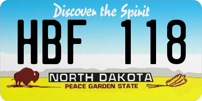 ND license plate HBF118