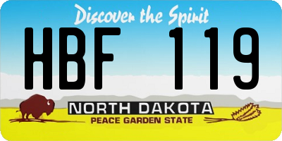 ND license plate HBF119