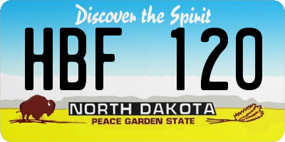 ND license plate HBF120