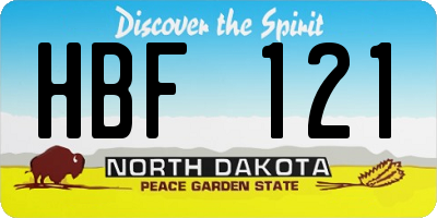 ND license plate HBF121