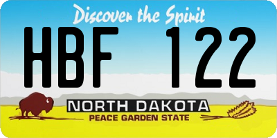 ND license plate HBF122