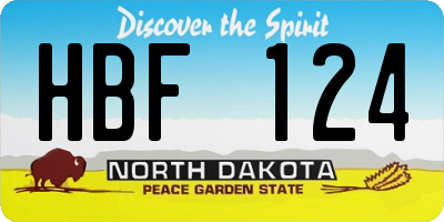 ND license plate HBF124