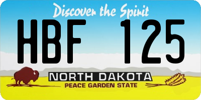 ND license plate HBF125