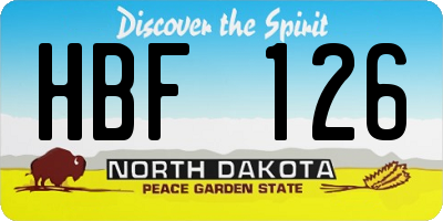 ND license plate HBF126