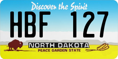 ND license plate HBF127